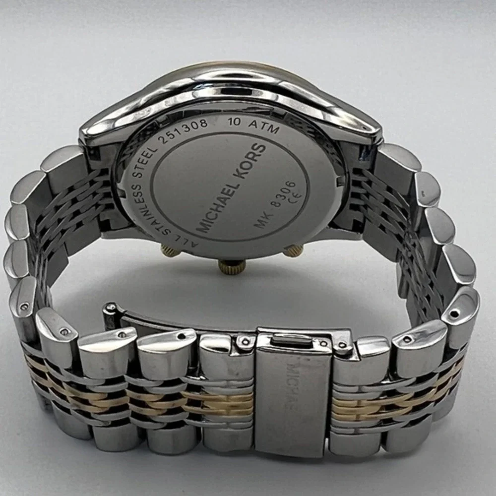 Michael Kors MK-8306 Lexington Two‎ Tone Chronograph Silver Gold Mens Watch
